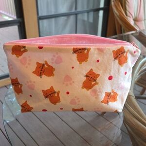 Cute Cat Print Cosmetic Bag, Homemade